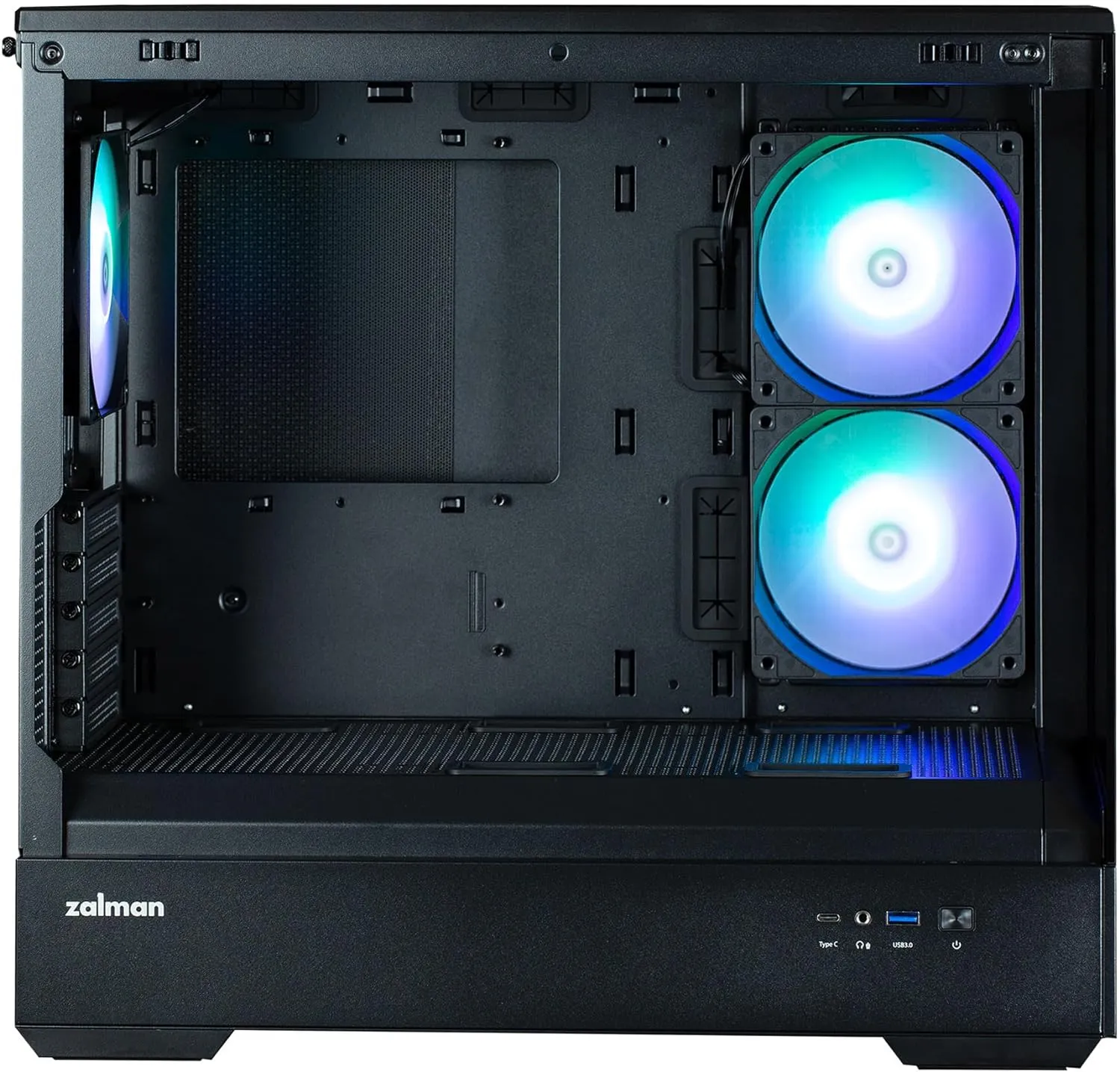 Zalman P30 mATX Mini-Tower PC Case Panoramic Glass 3 x ARGB Fans - Black