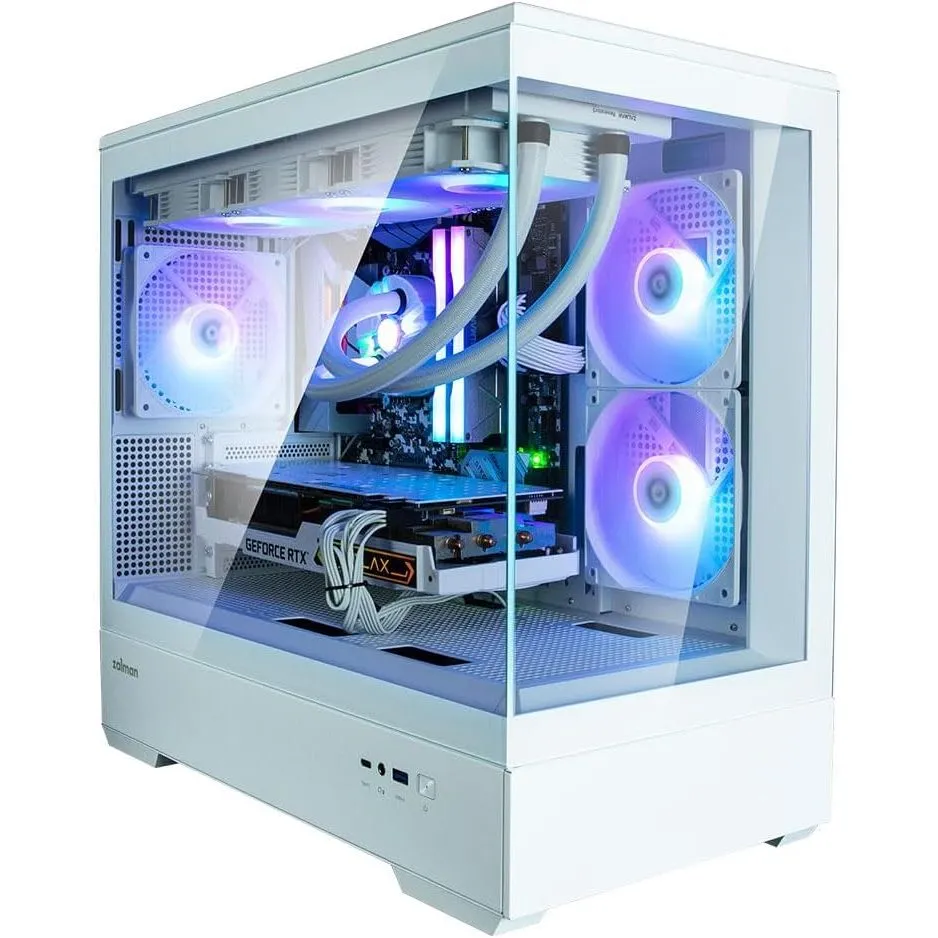 Zalman P30 mATX Mini-Tower PC Case Panoramic Glass 3 x ARGB Fans - White