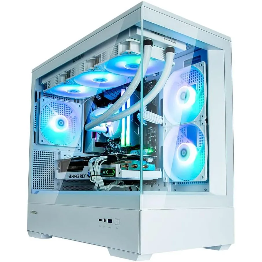 Zalman P30 mATX Mini-Tower PC Case Panoramic Glass 3 x ARGB Fans - White